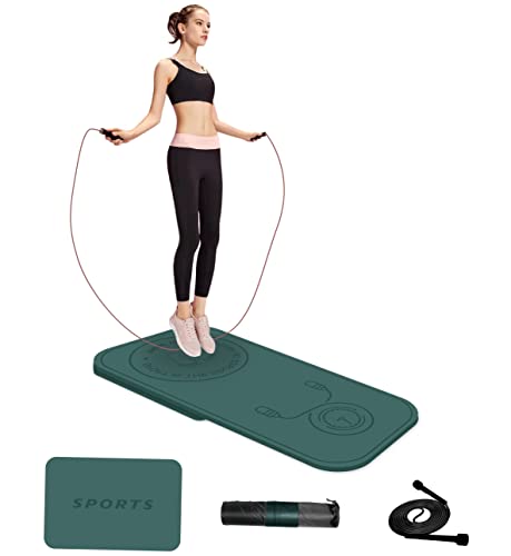 Jump Rope Mat Shockproof Exercise Skipping Mat All-Purpose Extra Thick High Density Anti-Tear Exercise Yoga Mat, Non Slip for Indoor and Outdoor - color: Green