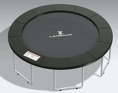 LANGXUN Universal Trampoline Repalcement Safety Pad, 8ft 10ft 12ft 14ft 15ft 16ft Waterproof Surround Spring Foam Cover for Round Frame - color: Black, size: 14ft