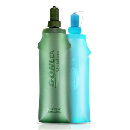 250/500ml Soft Flask Water Bottle, Collapsible TPU Sports Water Bottle with Bite Valve, Folding Flask for Running Hiking Cycling Camping(Blue-500ml) - style: Blue-500ml