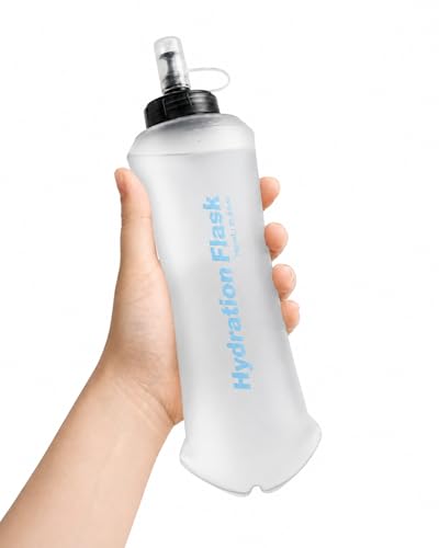 Soft Flask Collapsible Water Bottle, BPA-Free TPU Folding Hydration Flask with Dust Cover for Trail Running, Hiking & Cycling (25, Fluid Ounces)