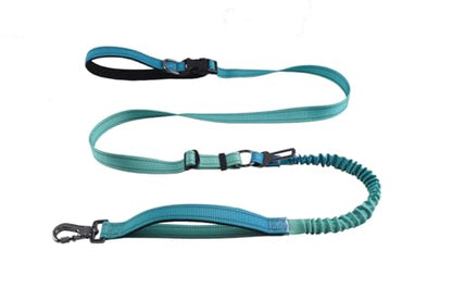 Hands Free Dog Leash for Large Medium Dogs Heavy Duty Bungee Reflective Adjustable Waist Leashes for Walking Running with Car Buckle 4-6FT (Green) - color: Green
