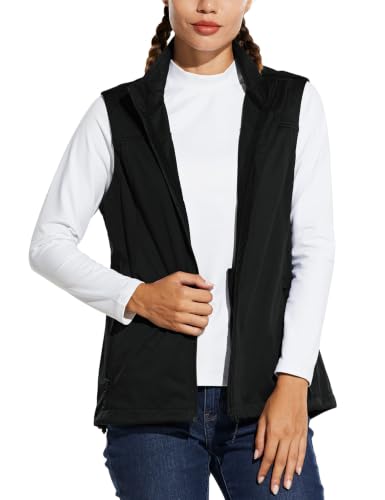 baleaf Women's Lightweight Running Vest Sleeveless Softshell Jacket - color: Black, size: X-Small
