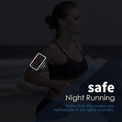 Running Armband with Earphone Pouch Fits Phones up to 6.9" - color: Grey (Up to 6.9''), size: Medium