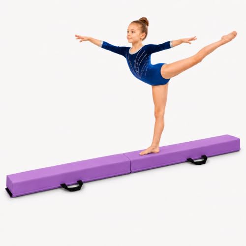 gymnastics balance beam 6FT Purple Premium Soft Suede Foldable Beam - color: Purple, size: 6FT