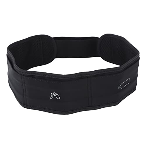 Running Belt Pack, Slim Breathable Waist Pack with 300ml Water Bottle Multi Pockets Phone Holder Adjustable Bounce Stable Sports Bag for Running Jogging Nylon Black 1 Pack