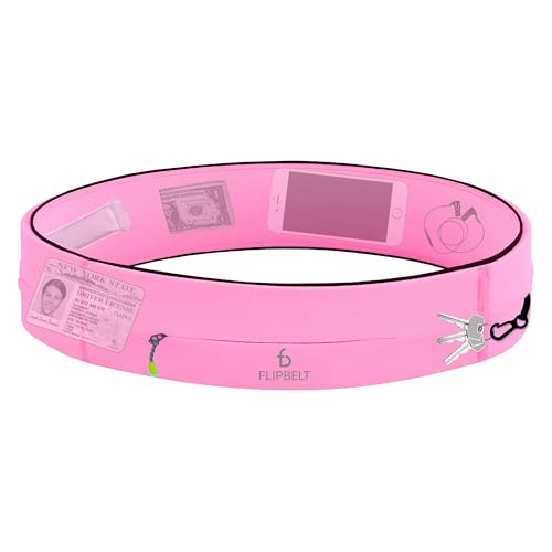 FlipBelt Zipper Running Belt, Waist Pack for Fitness and Running, US Company - color: Girly Pop Pink, size: Medium