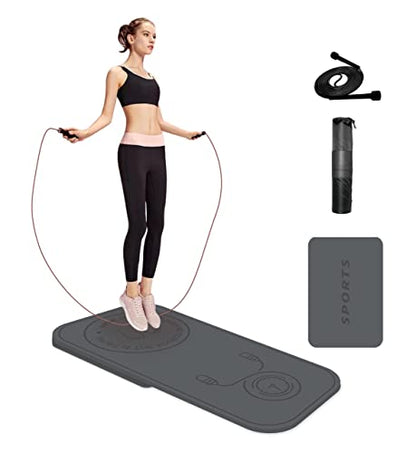 Jump Rope Mat Shockproof Exercise Skipping Mat All-Purpose Extra Thick High Density Anti-Tear Exercise Yoga Mat, Non Slip for Indoor and Outdoor - color: Grey