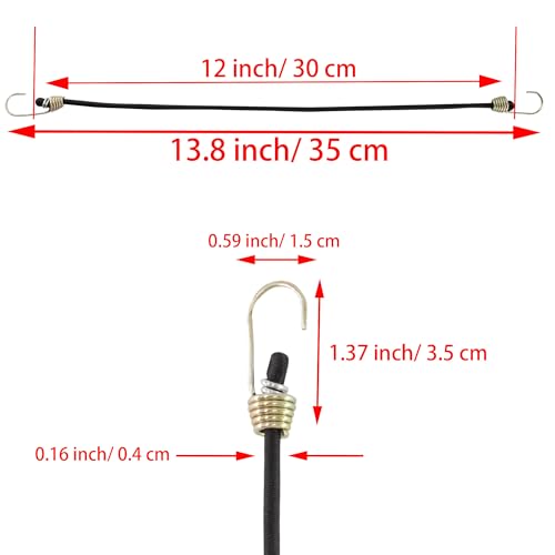 12 Inch Mini Bungee Cords with Hooks, Black Elastic Bungee Cords Heavy Duty Outdoor Tarp Bungee Straps, 10PCS - style: Black-12 Inch