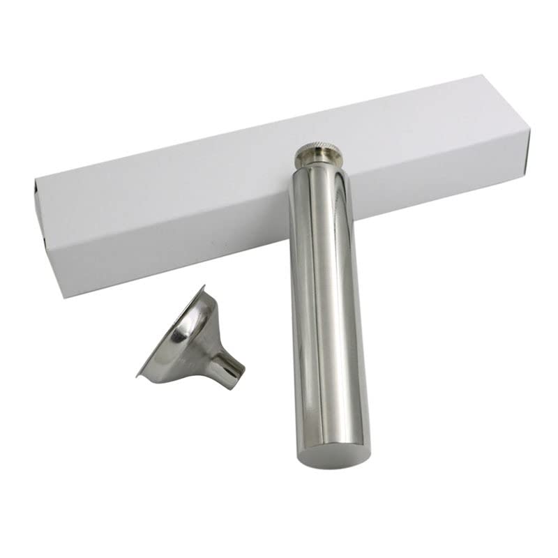Stainless Steel 2oz Flat Bottom Tube Flask Mini Tube Drinkware Portable Cylindrical Hip Flask (Mirror Finish) - color: Mirror Finish
