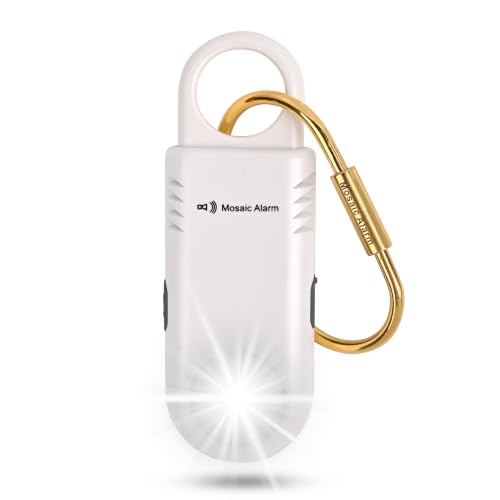 135dB Rechargeable Personal Safety Alarm Ultra-Bright Flashlight & Strobe Light. Non Slip Grip Keychain Emergency SOS Siren for Women, Students. Loud Sound Hiking Bear Alerts Coconut White - color: Coconut White
