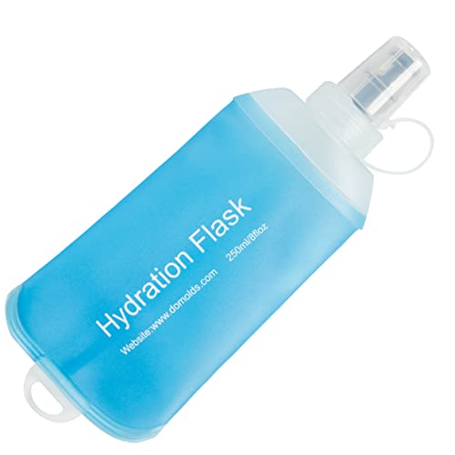 AXEN Soft Flask TPU Foldable Running Hydration Flask, Soft Collapsible Water Bottle for Hydration Pack Cycling Marathon Running Hiking - color: Blue-250ml
