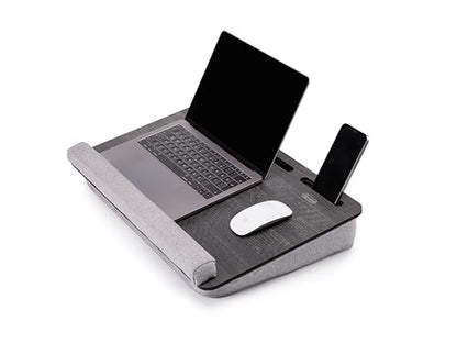 Vigo Wood Laptop Lap Desk with Cushion for Bed, Portable Home Office Tray Fits up to 17.3 Inch, Built-in Phone and Tablet Holder (Cambridge-Gray) - color: Cambridge & Gray