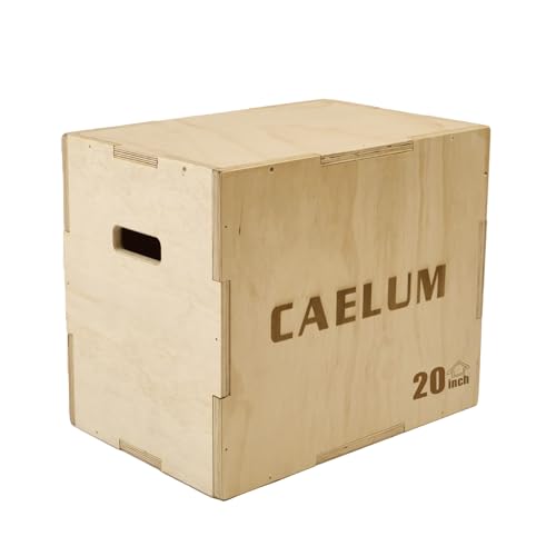 CAELUM 3-in-1 Wood Plyo Box, Non-Slip Plyometric Jump Box for Gym, Squats - color: wood, size: 24" x 20" x 16"