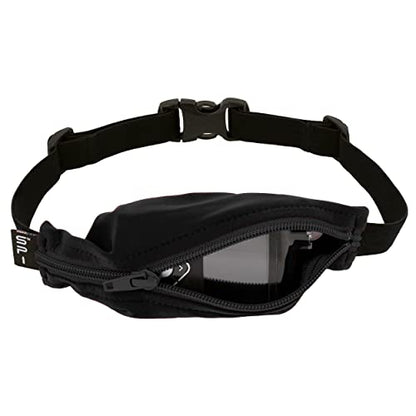 SPIbelt Kids Pocket Belt, Expandable Pocket, Adjustable Waist, No Bounce, No Logo Band, Black with Black Zipper - color: Black with Black Zipper