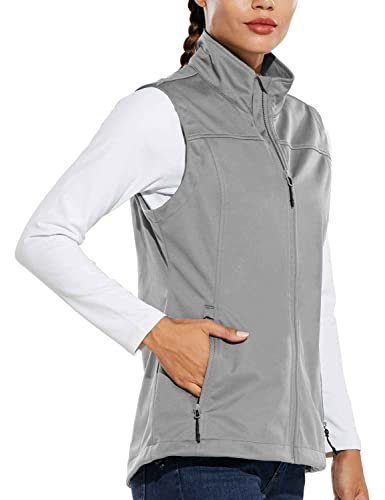 baleaf Women's Lightweight Running Vest Sleeveless Softshell Jacket - color: Light Grey, size: X-Small