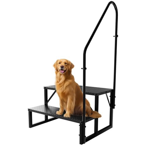 2 Step RV Stairs with Handrail, 660LBS Heavy Duty Anti-Slip Metal RV Steps, Detachable Outdoor Stairs for 5th Wheel/Hot Tub/Mobile Home/Pool - size: 2 Step