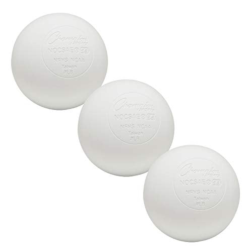 Champion Sports Lacrosse Balls – Official Size NCAA, NFHS, NOCSAE Certified, Packs of 3, 6, 12, 60 or 120 for Practice & Games, Multiple Colors - color: White, style: 3 Pack
