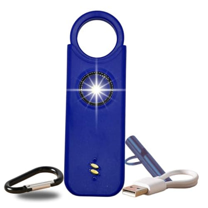 VOLTEK Personal Safety Alarm + Whistle Set for Women - Extra Loud (135 dB), LED Strobe Light, USB-C Rechargeable, Alert for Doors, Windows - Compact & Lightweight - Carabiner Included (Blue) - color: Blue