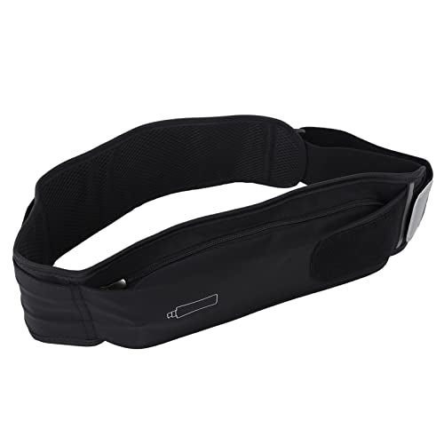 Running Belt Pack, Slim Breathable Waist Pack with 300ml Water Bottle Multi Pockets Phone Holder Adjustable Bounce Stable Sports Bag for Running Jogging Nylon Black 1 Pack