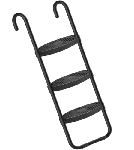 Eurmax USA Universal Trampoline Ladder,240 lbs Capacity,3 Skid-Proof Safety Wide Steps,UV-Resistant Steel Stairs for Kids/Children,Universal Hook Fit,Trampoline Stairs Accessories for Children/Kids - style: Black-Ladder no shoes pocket