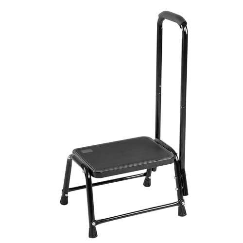 Step Stool with Handle for Adults，Seniors Heavy Duty Holds 350 lbs.Stepping Stool for Elderly Adults, Attractive Black for Kitchen