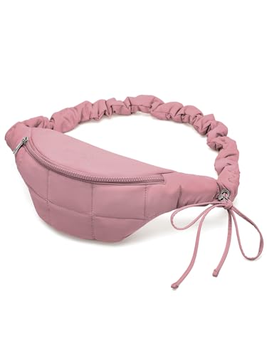 WESTBRONCO Puffer Fanny Packs for Women Small Crossbody Sling Bag, Nylon Quilted Belt Bag for Travel Hiking Running Waist Bag with Adjustable Strap - color: 202-Dark Pink