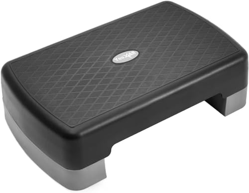 Yes4All Aerobic Exercise Step Platform, Exercise Stepper with Risers for Cardio and Strength Training, Workout Stepper for Home Gym - color: B. Cool Grey