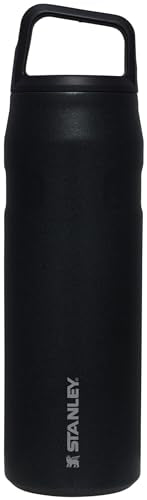 Stanley IceFlow Cap and Carry Water Bottle | Wide Mouth Twist Lid | Lightweight & Leakproof for Travel & Sports | Insulated Stainless Steel | BPA-Free - color: Black Glimmer, style: 24 Oz