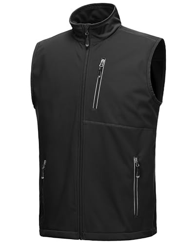 33,000ft Men's Windproof Lightweight Golf Vest Outerwear Sleeveless Jacket - color: Black, size: X-Large