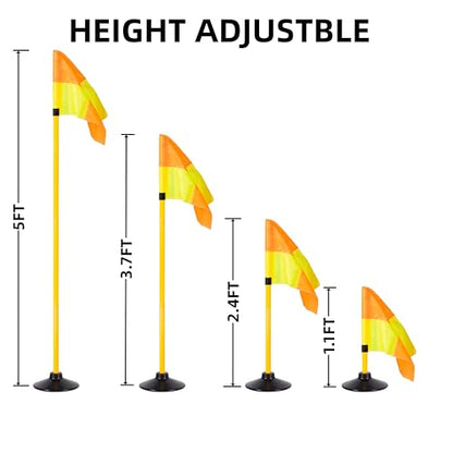 5FT Corner Flags for Soccer Field Set of 4 with Round Rubber Bases