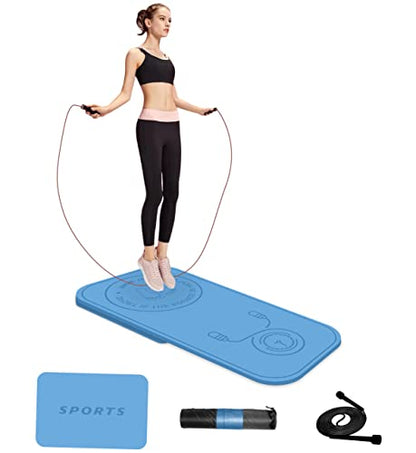 Jump Rope Mat Shockproof Exercise Skipping Mat All-Purpose Extra Thick High Density Anti-Tear Exercise Yoga Mat, Non Slip for Indoor and Outdoor - color: Light Blue