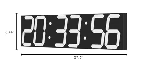 CHKOSDA Digital Wall Clock, Oversize Led Digital Clock with Auto Dimmer, Huge Countdown Timer with Remote Control, 27" Wide Led Display, 6 Digits, Wall Mount, Date and Temperature (White) - color: White