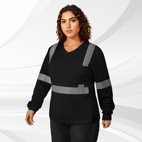 Safety Shirts for Women High Visibility Shirts, Black-CV XS - color: Black-wcxj, size: X-Small