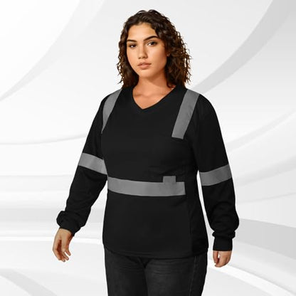 Safety Shirts for Women High Visibility Shirts, Black-CV XS - color: Black-wcxj, size: X-Small
