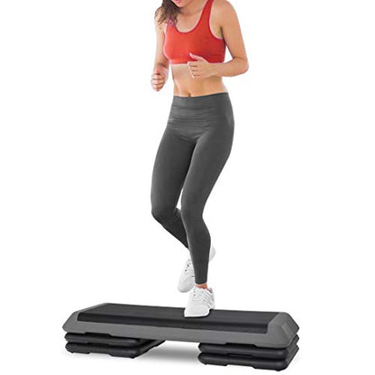 ZenStyle 43" Adjustable Aerobic Stepper Bench with 4/6/8 Inch Risers, Non-Slip Surface for Cardio, Strength Training & Home Fitness Workout - color: Grey