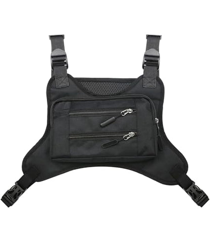 JOYEONDEF Sports Chest Bag for Men, Water Resistant Chest Pack, Running Pack with Cell Phone Holder and Extra Storage - color: Black