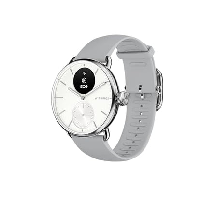 WITHINGS ScanWatch 2 - Hybrid Smart Watch, Heart Rate Monitoring, Fitness Tracker, Cycle Tracker, Sleep Monitoring, GPS Tracker, 30-Day Battery Life, Android & Apple Compatible, HSA/FSA - color: White, style: Scanwatch 2 - 38mm
