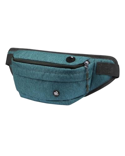 WATERFLY Running Belt Fanny Pack: Runner Marathon Jogging Waist Pack Sport Workout Exercise Fitness Phone Holder Belt for Men Women Jogger Slim Waistband Black - color: Teal blue