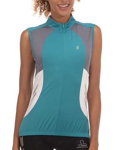 Little Donkey Andy Women's Half Zip Breathable Cycling Vests Reflective Sleeveless Jerseys Shirts Golf 4 Rear Pockets - color: Upgraded Lake Blue, size: Medium