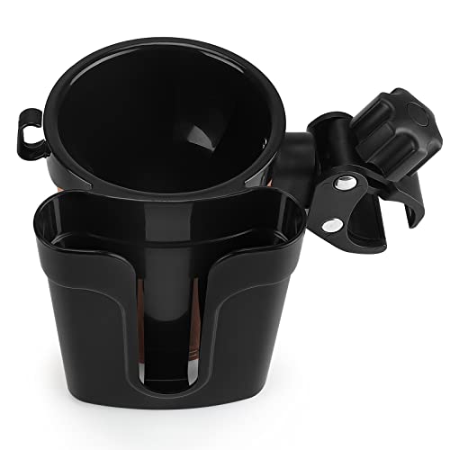 Accmor Stroller Cup Holder with Phone Keys Holder, 3-in-1 Universal Cup Holder, Drinks Bottle Holder for Stroller, Bike, Wheelchair, Walker, Scooter - color: Black Brown