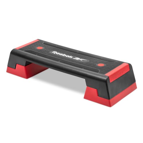 Reebok Fitness Multipurpose Adjustable Aerobic and Strength Training Workout Step Platform for HIIT, Cardio, and General Sessions - color: Red
