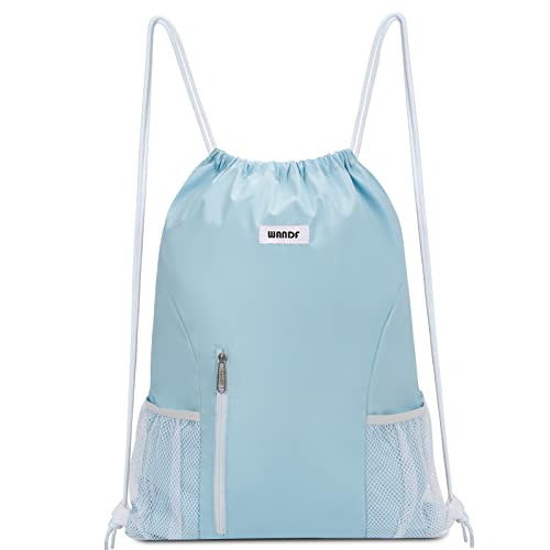 WANDF Drawstring Backpack, Gym Sackpack for Sports - color: Light Blue