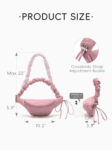 WESTBRONCO Puffer Fanny Packs for Women Small Crossbody Sling Bag, Nylon Quilted Belt Bag for Travel Hiking Running Waist Bag with Adjustable Strap - color: 202-Dark Pink