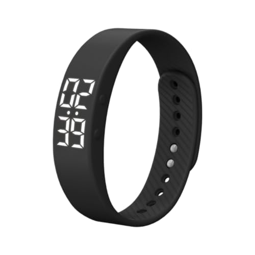 Vibrating Alarm Wristband Clock for Heavy Sleepers, Wake Band Wrist Watch Silent Vibration Bracelet, 3D Step Counting, Calorie Detection, Silent Alarm, Precise Timing - color: Black