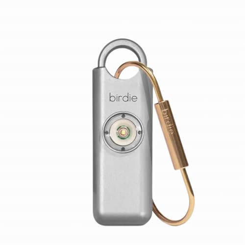 She’s Birdie–The Original Personal Safety Alarm for Women by Women–Loud Siren, Strobe Light and Key Chain in a Variety of Colors (Metallic Silver) - color: Metallic Silver - Original