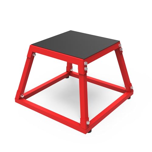Garvee Steel Plyo Box for Exercise, Plyometric Jumping Box Metal Exercise Step Up Box with Anti-Slip Surface for Home Gym Training,Single and Set - color: Red, size: 12 Inch