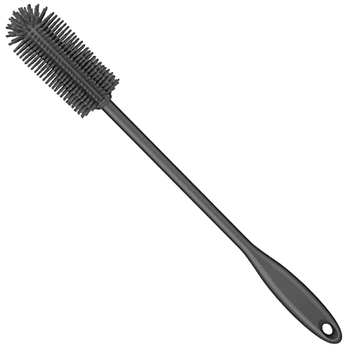 Silicone Bottle Brush, Long Handle Bottle Cleaner Brush, Charcoal - color: Charcoal