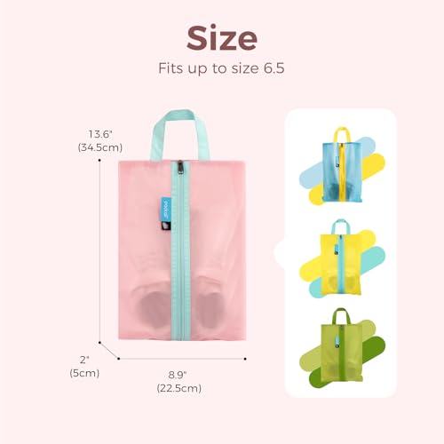 pack all Kids Shoe Bag for Travel, Water-Resistant Shoe Pouch for Sports - color: Pink