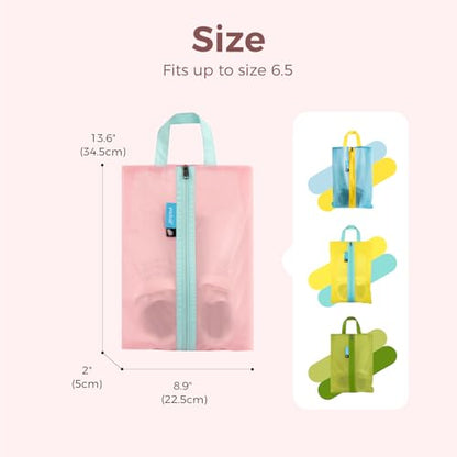 pack all Kids Shoe Bag for Travel, Water-Resistant Shoe Pouch for Sports - color: Pink
