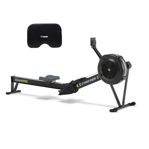 Concept2 RowErg Indoor Rowing Machine - PM5 Monitor, Device Holder, Adjustable Air Resistance, Easy Storage with FitXion Seat Cushion - color: Black
